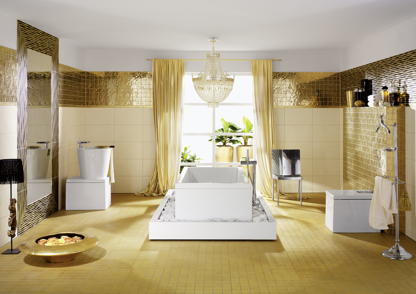 Gold Tiles realgold Steingut und Feinsteinzeug